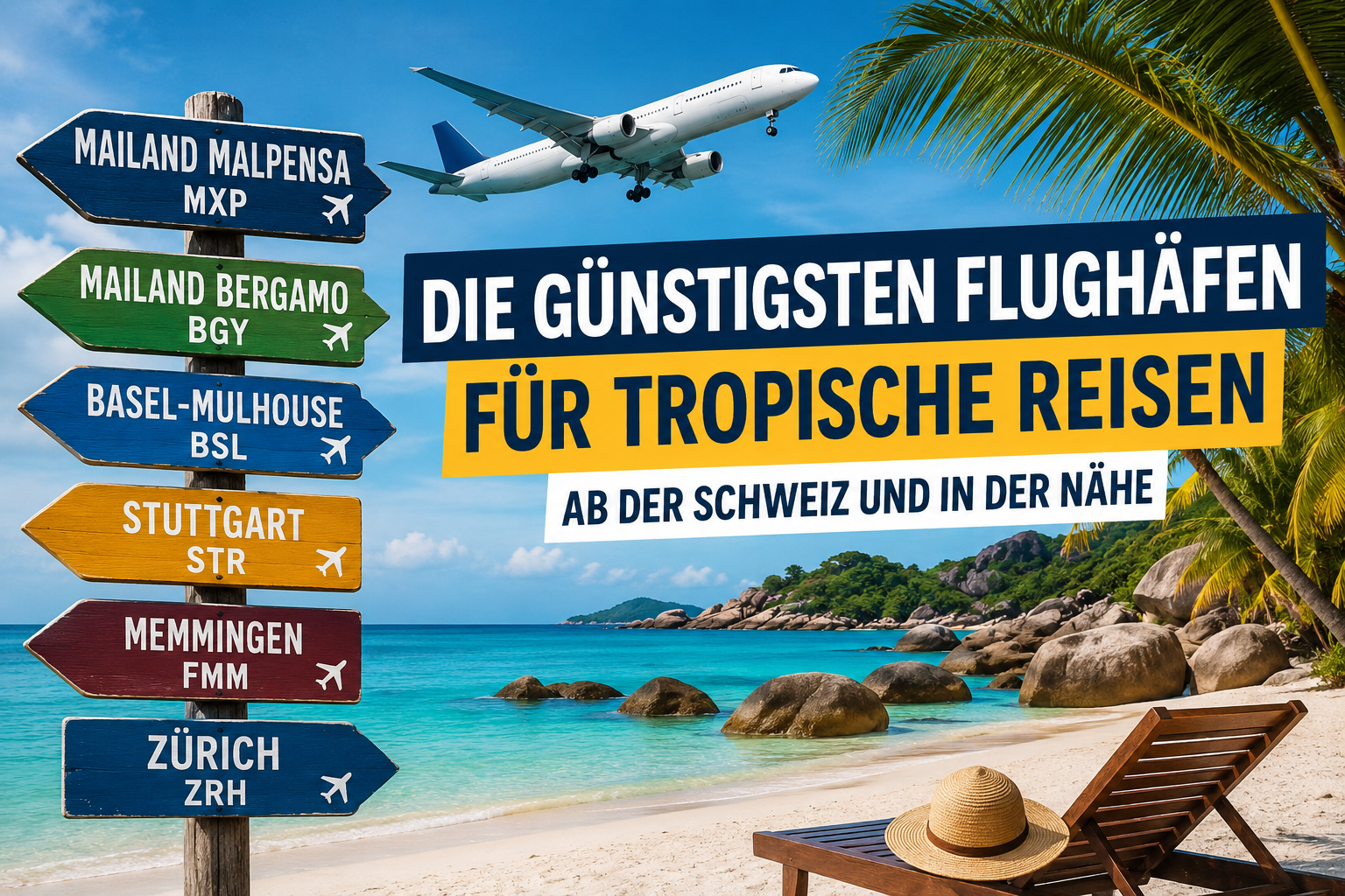 Die günstigsten Flughäfen in und rund um die Schweiz für Fernreisen in die Tropen